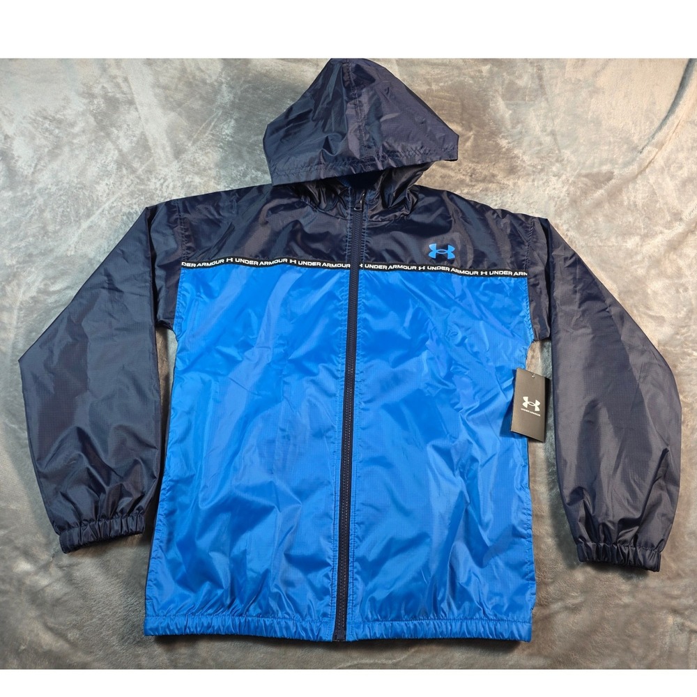 Under Armour Storm Windbreaker Jacket Youth Large Blue Water Repellent Zip NWT